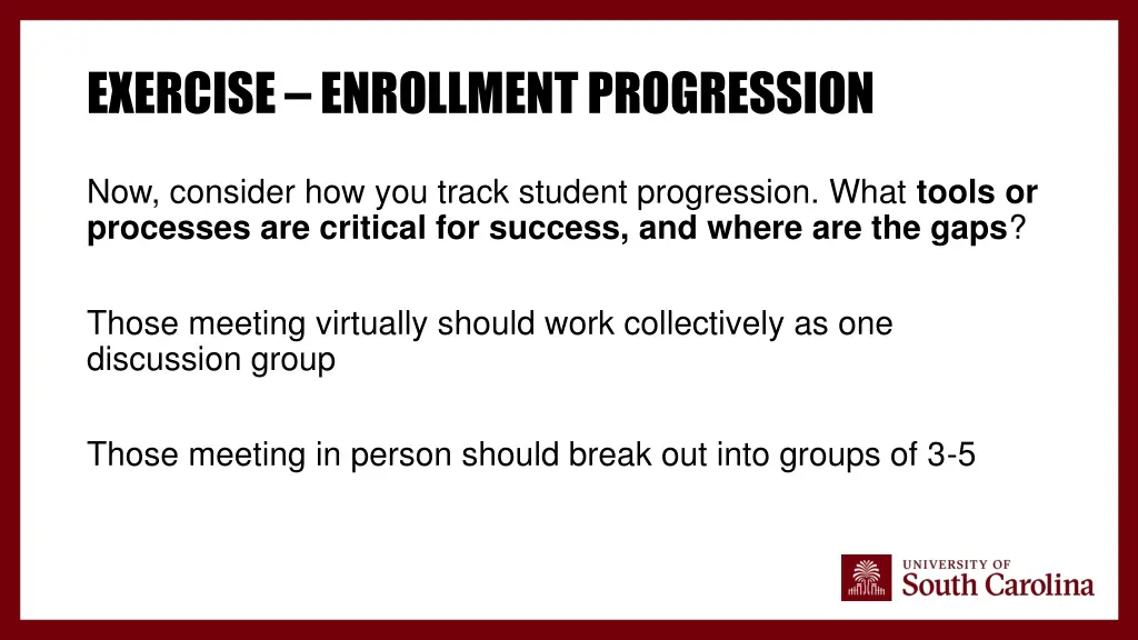 exercise enrollment progression