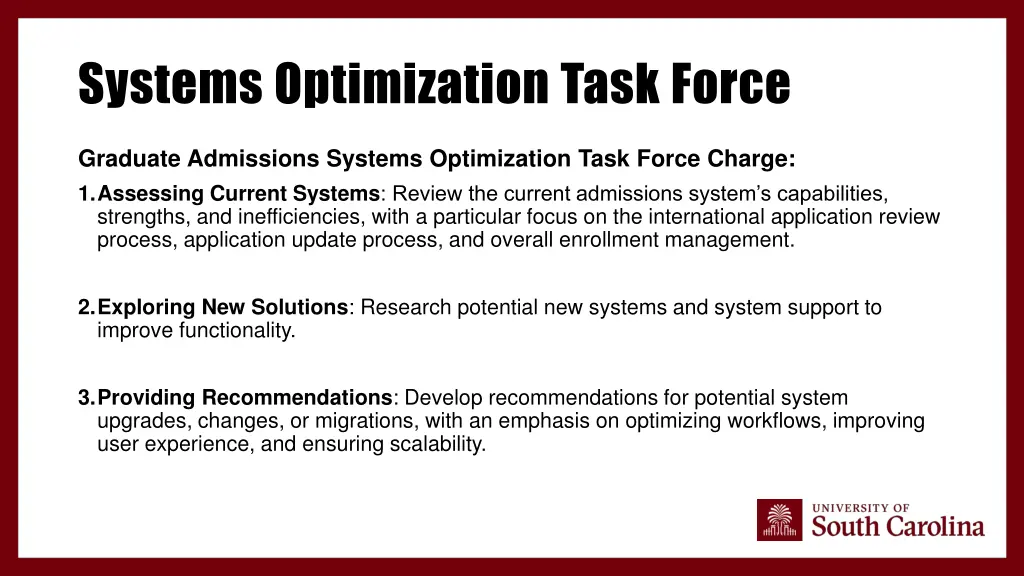 systems optimization task force