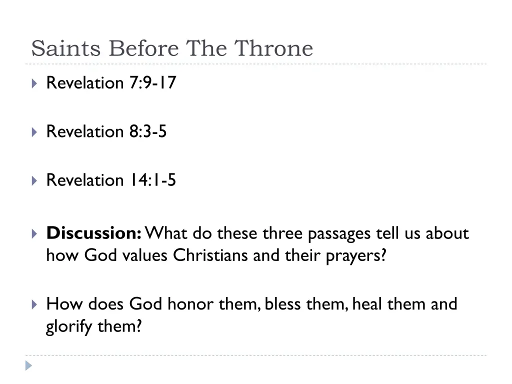 saints before the throne