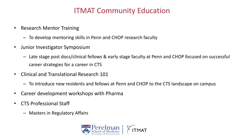 itmat community education