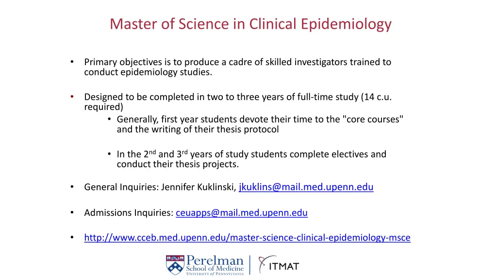 master of science in clinical epidemiology