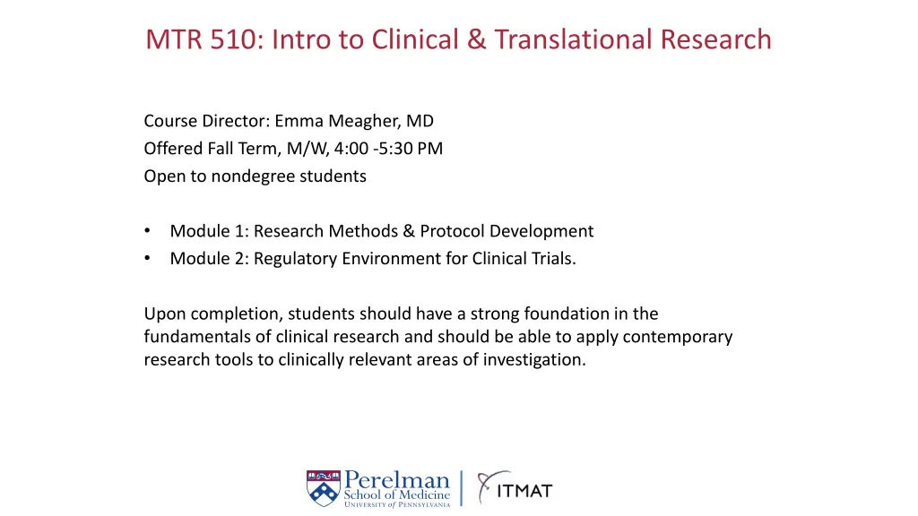 mtr 510 intro to clinical translational research