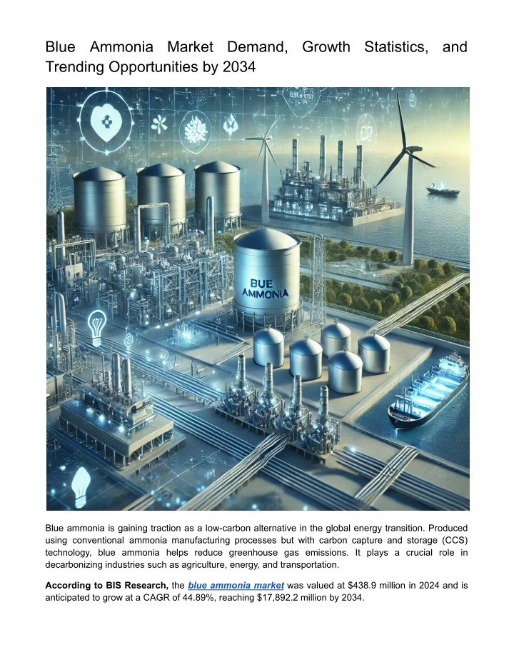 blue ammonia market demand growth statistics