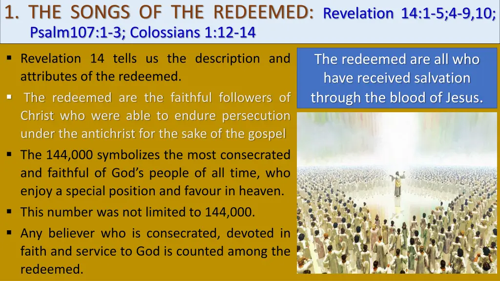 1 the songs of the redeemed revelation