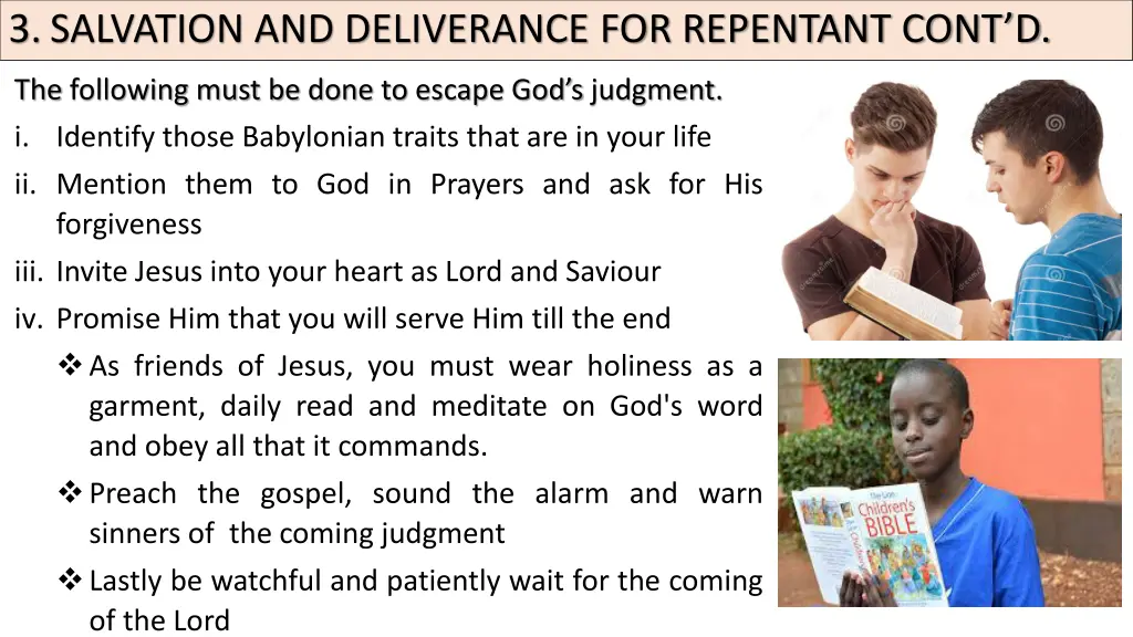 3 salvation and deliverance for repentant cont d