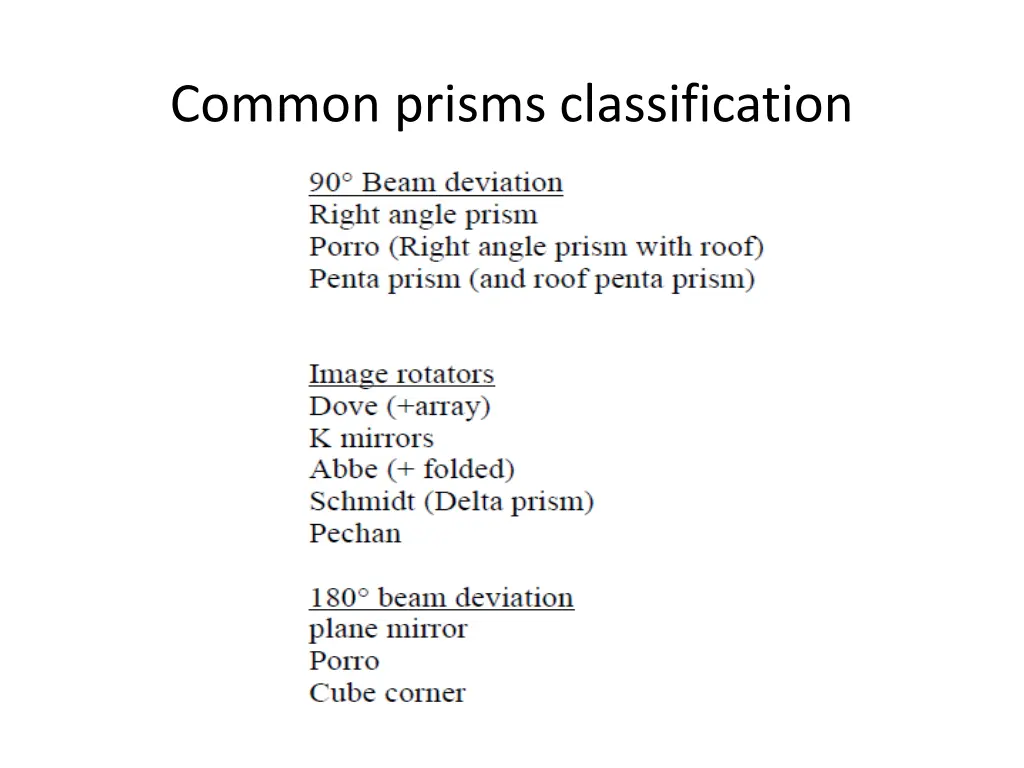 common prisms classification