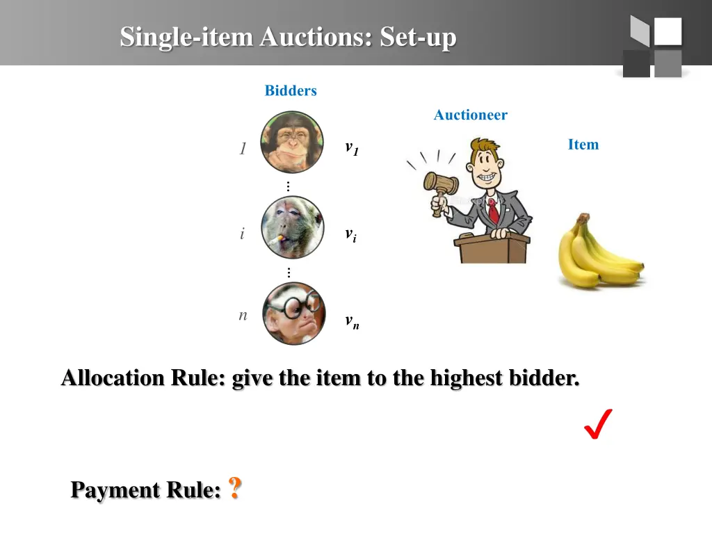 single item auctions set up