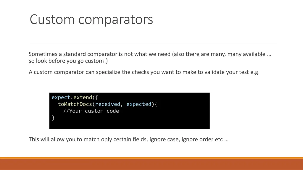 custom comparators