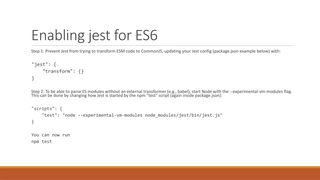 enabling jest for es6