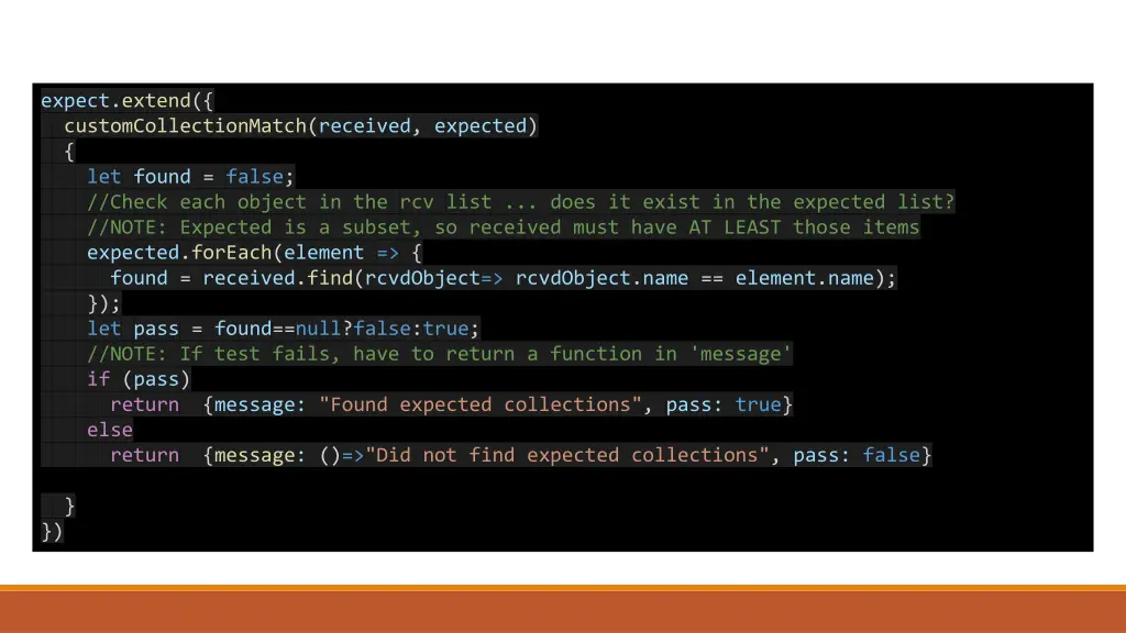 expect extend customcollectionmatch received 1