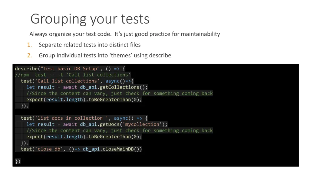 grouping your tests