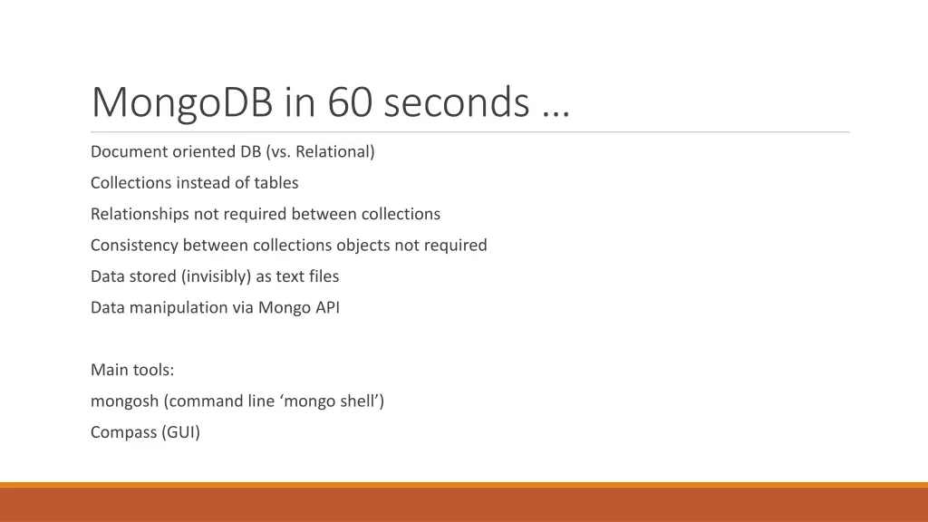 mongodb in 60 seconds