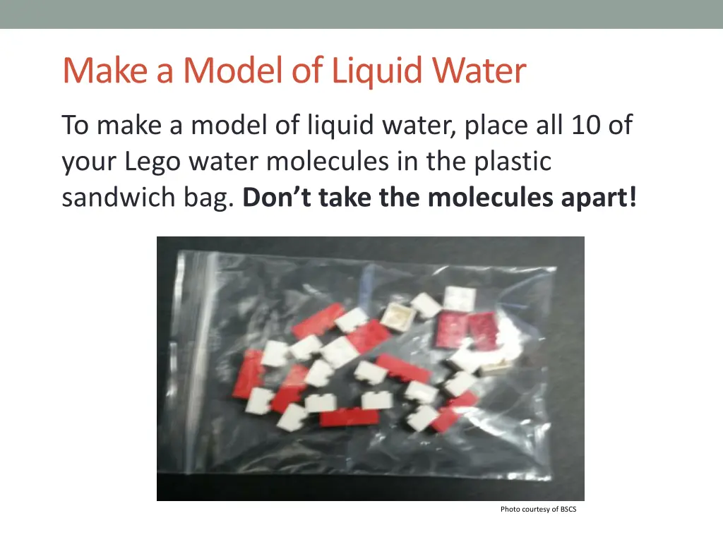 make a model of liquid water