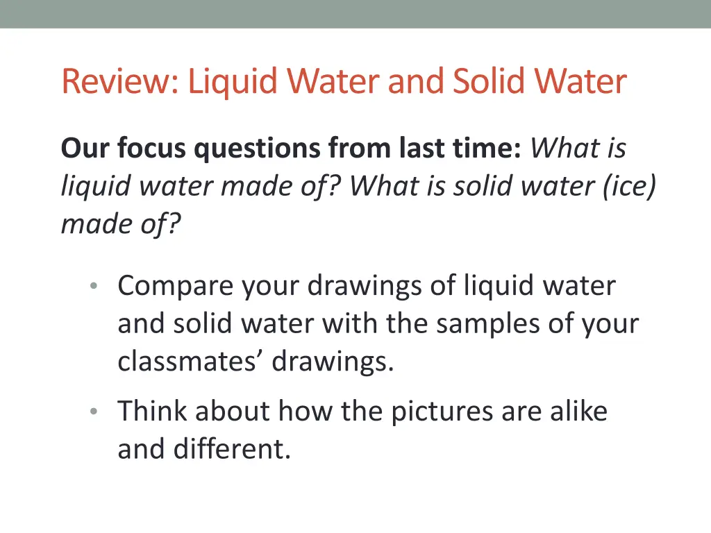 review liquid water and solid water
