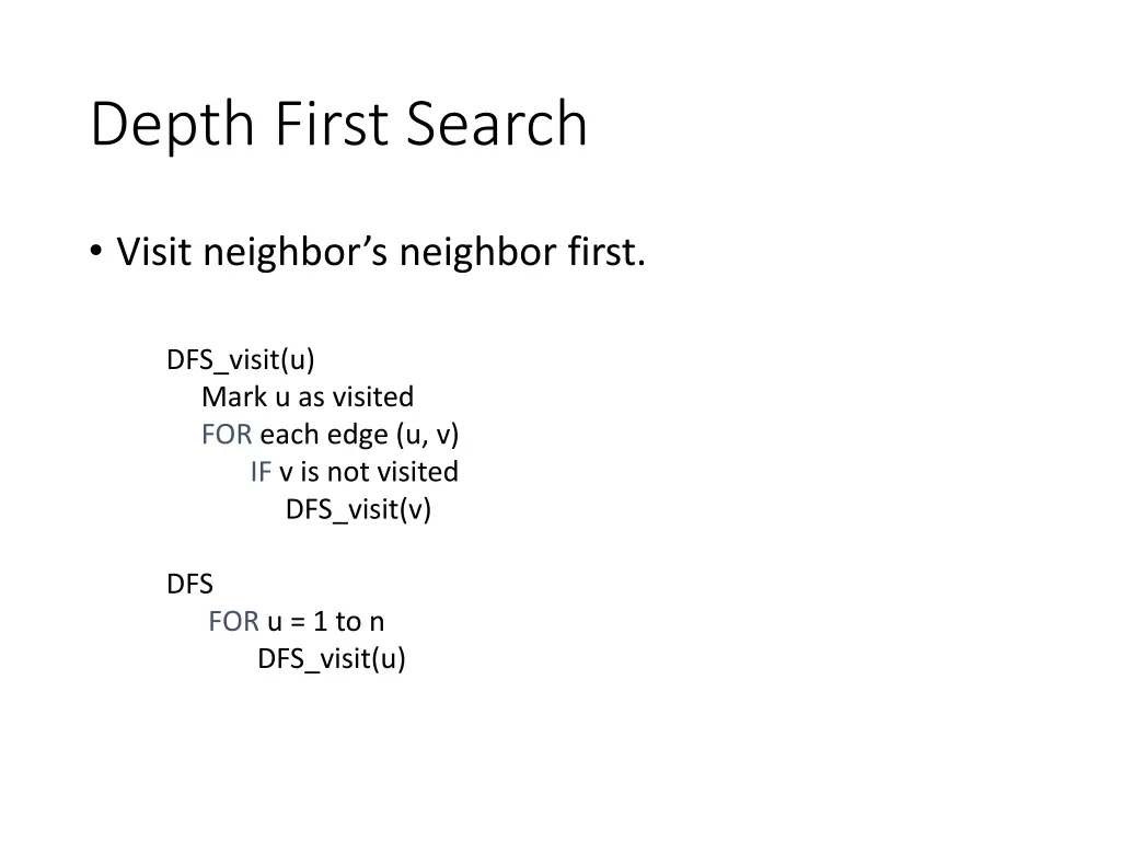 depth first search