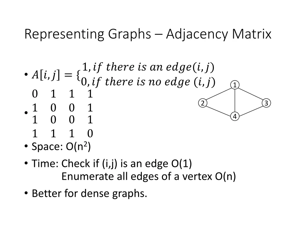 representing graphs adjacency matrix