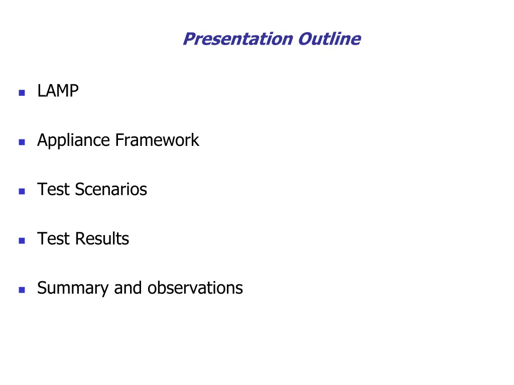 presentation outline