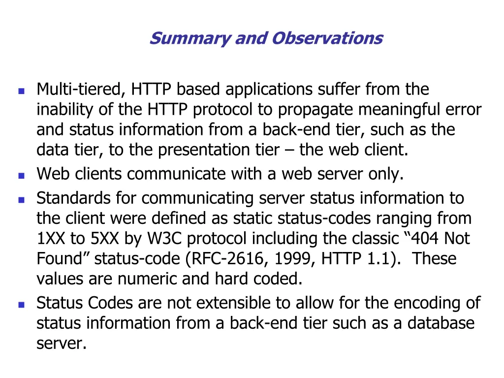 summary and observations