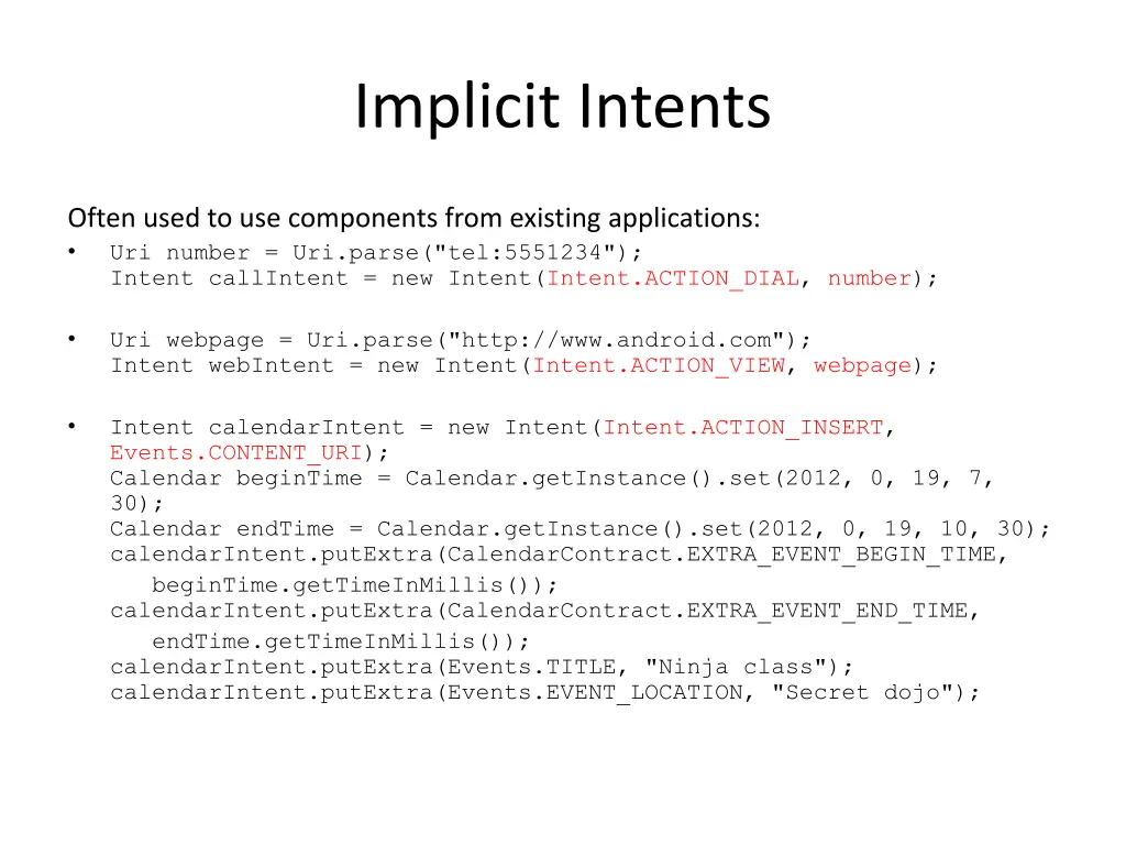 implicit intents