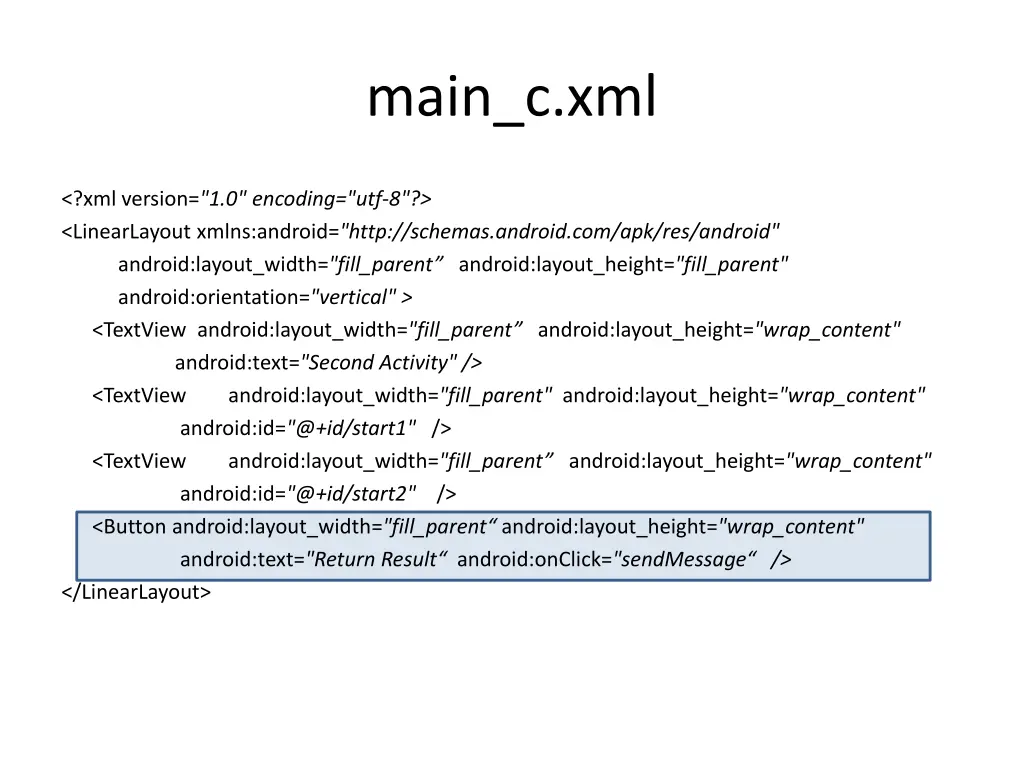 main c xml