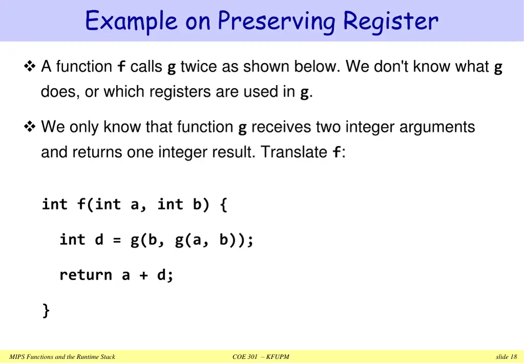 example on preserving register
