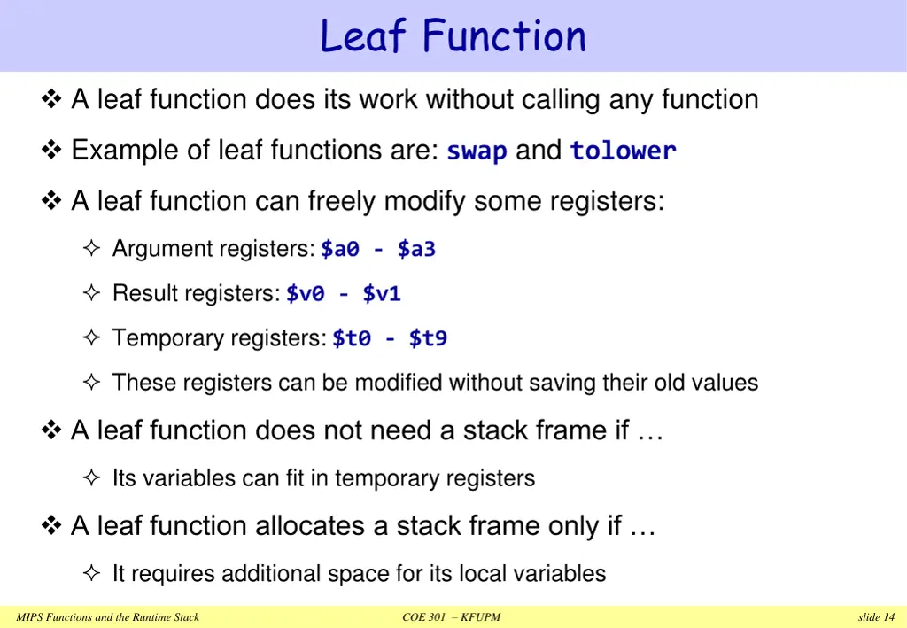 leaf function