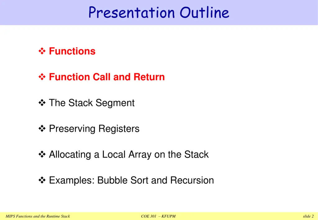presentation outline