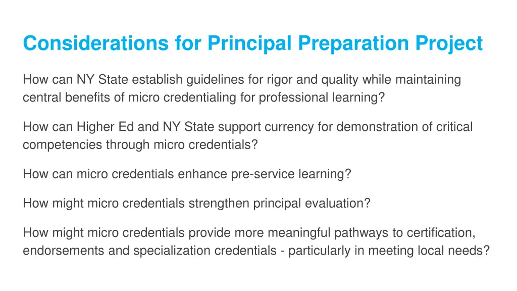 considerations for principal preparation project