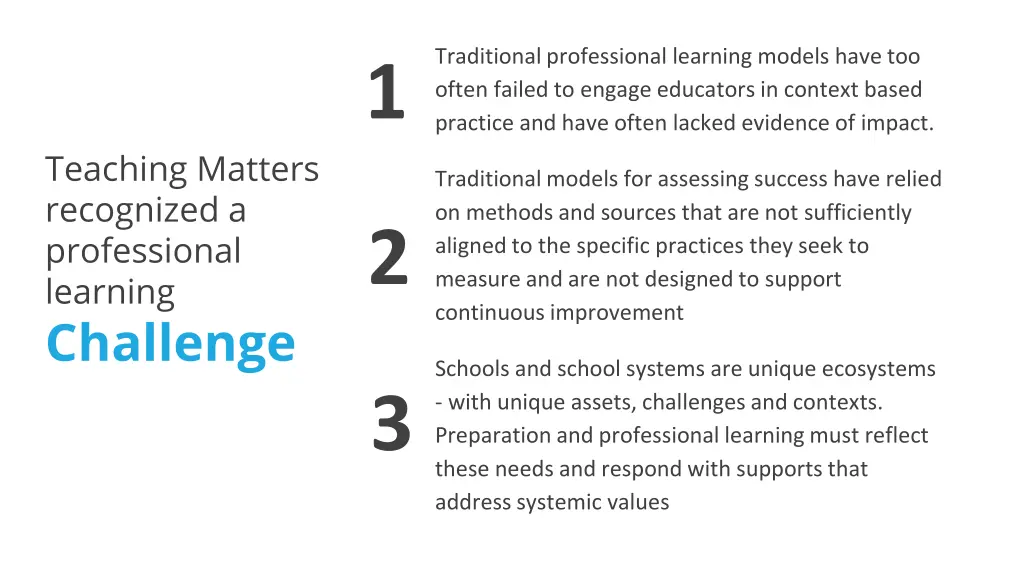traditional professional learning models have