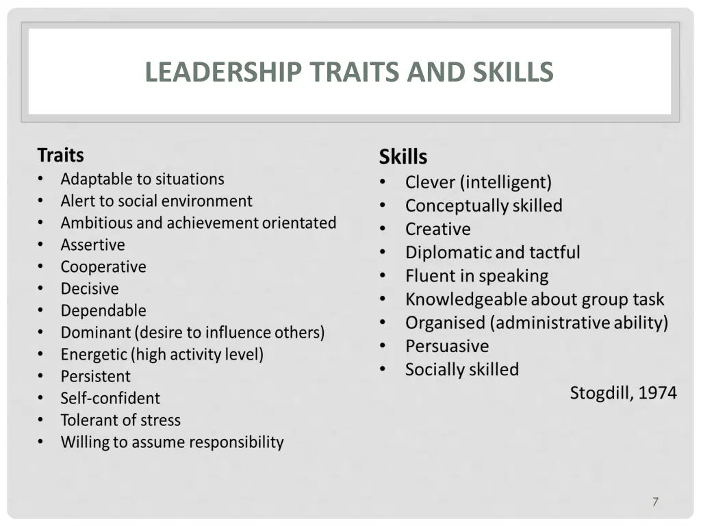 leadership traits and skills