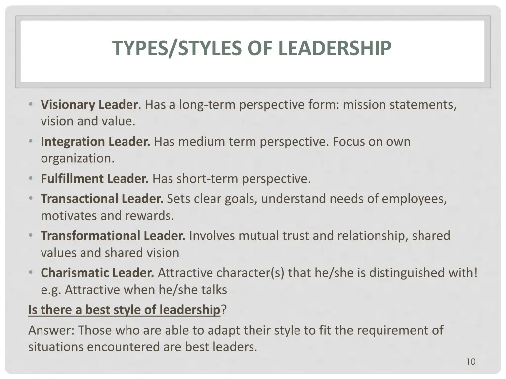 types styles of leadership