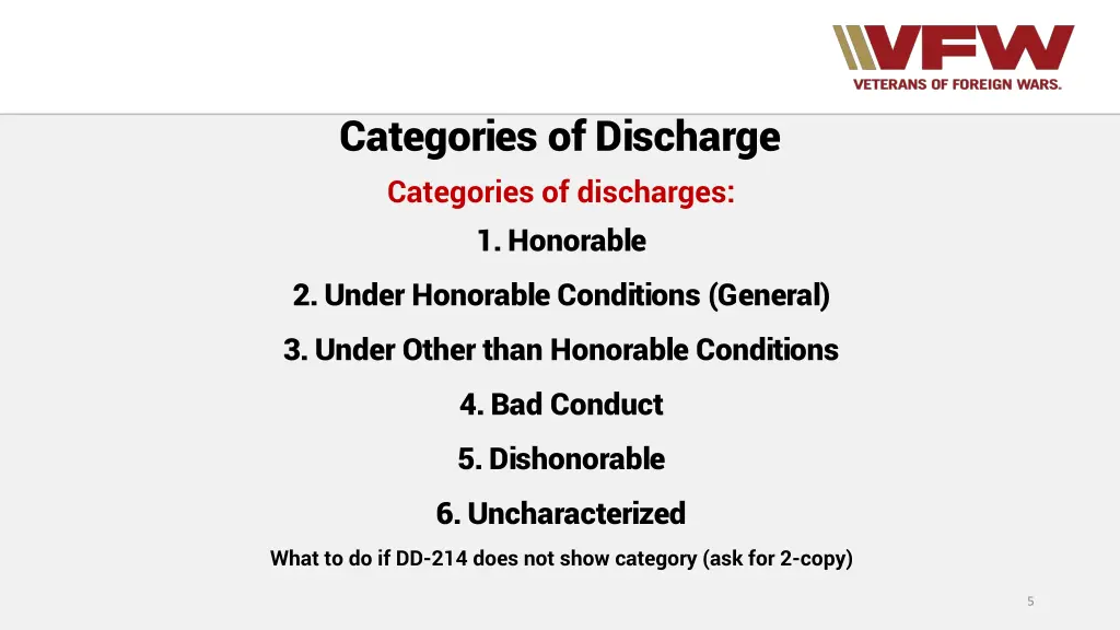 categories of discharge categories of discharges