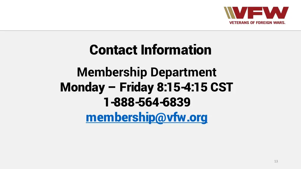 contact information membership department monday