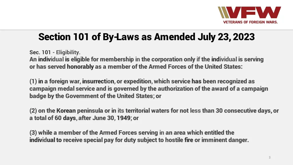 section 101 of by laws as amended july 23 2023