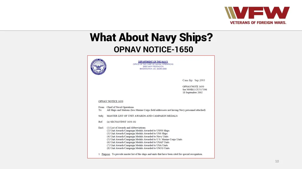 what about navy ships opnav notice 1650