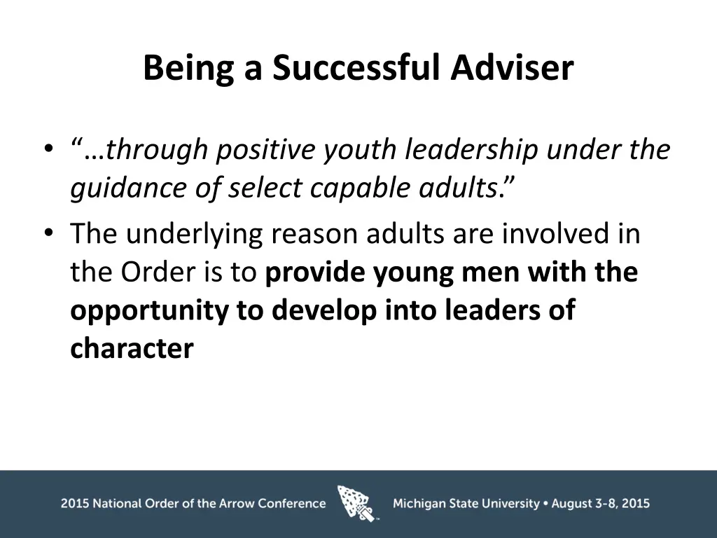 being a successful adviser