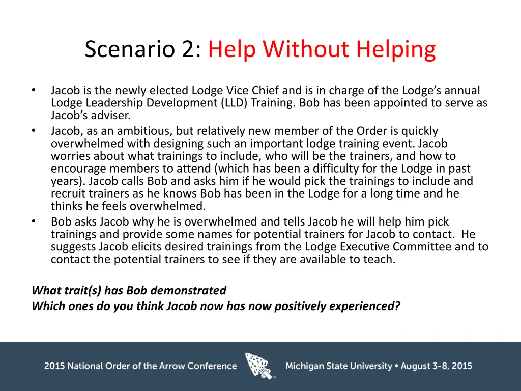 scenario 2 help without helping