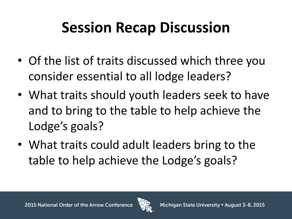 session recap discussion