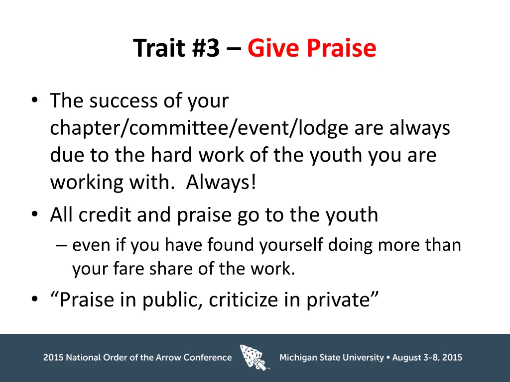 trait 3 give praise