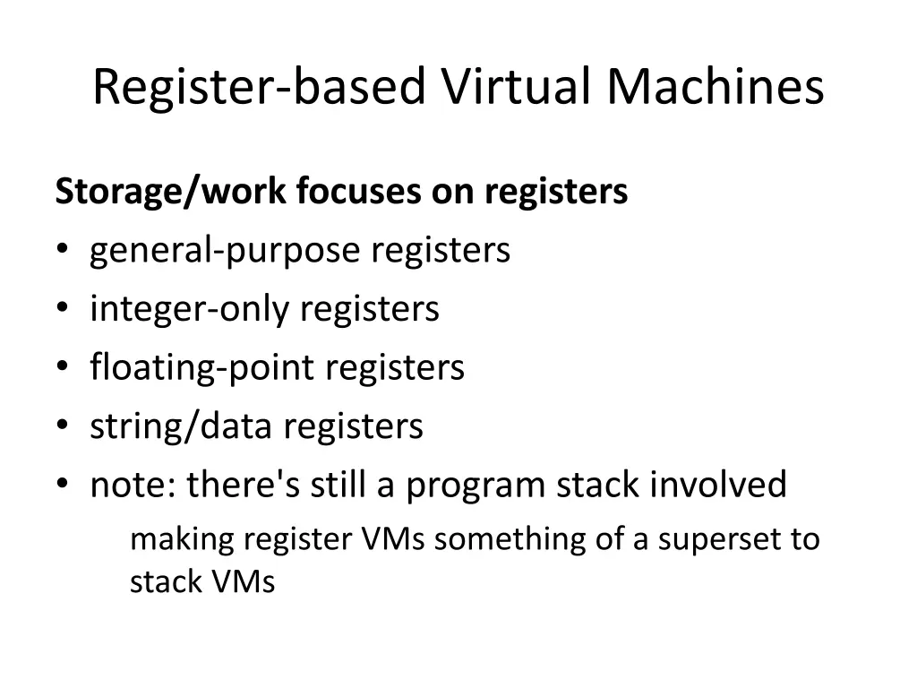 register based virtual machines
