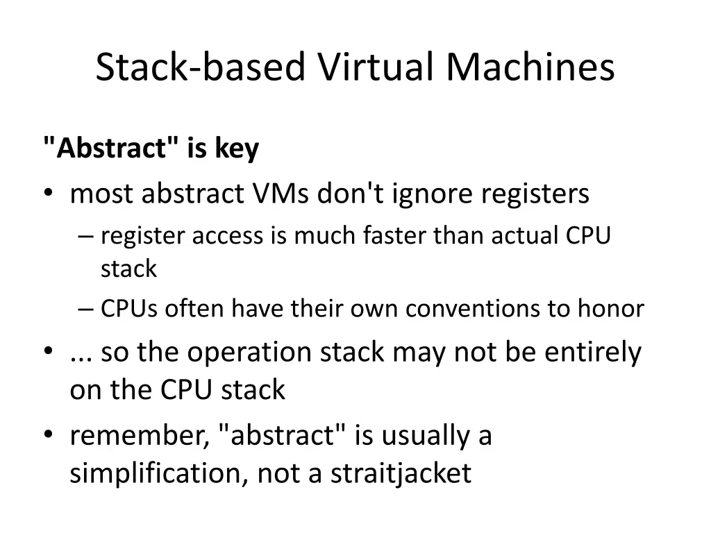 stack based virtual machines 1
