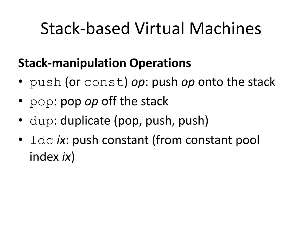 stack based virtual machines 2