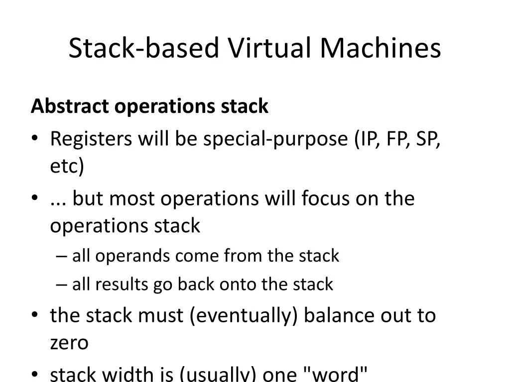 stack based virtual machines