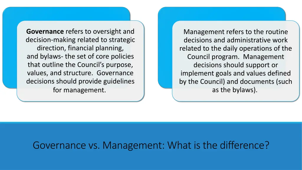 governance refers to oversight and decision