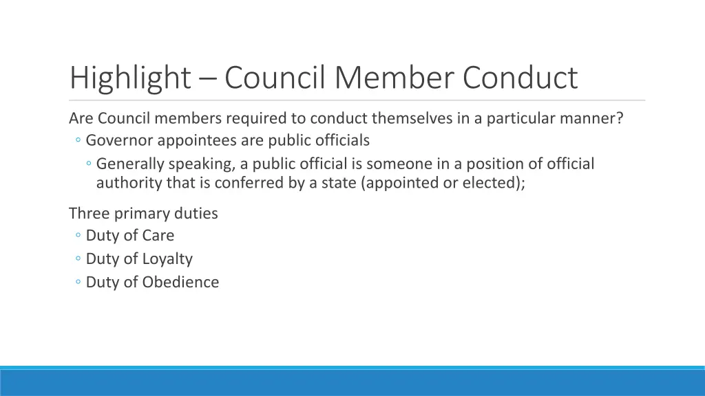 highlight council member conduct