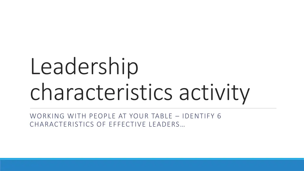 leadership characteristics activity