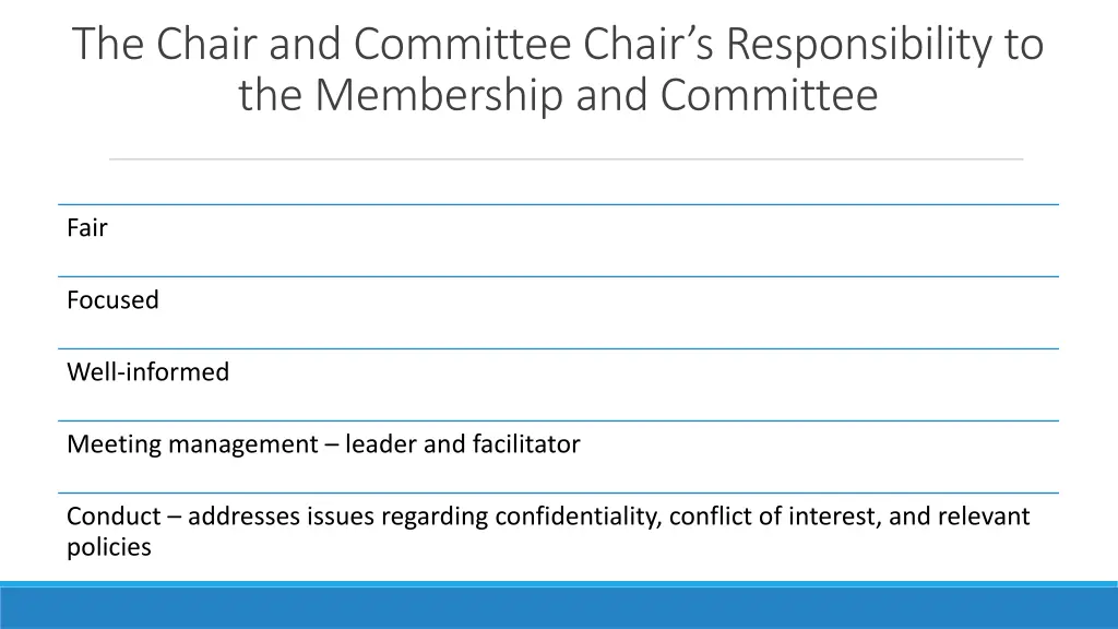 the chair and committee chair s responsibility