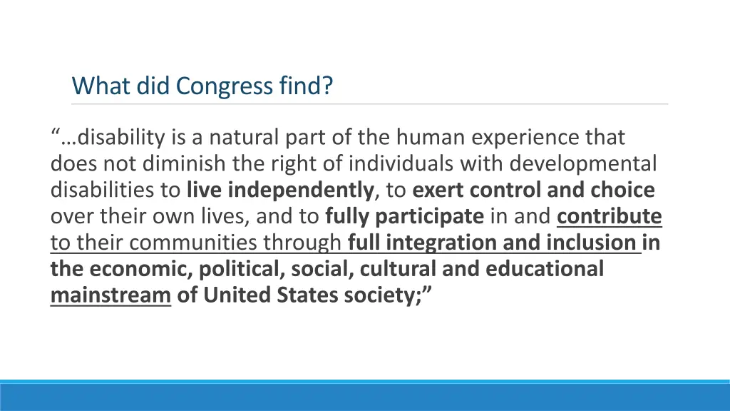 what did congress find
