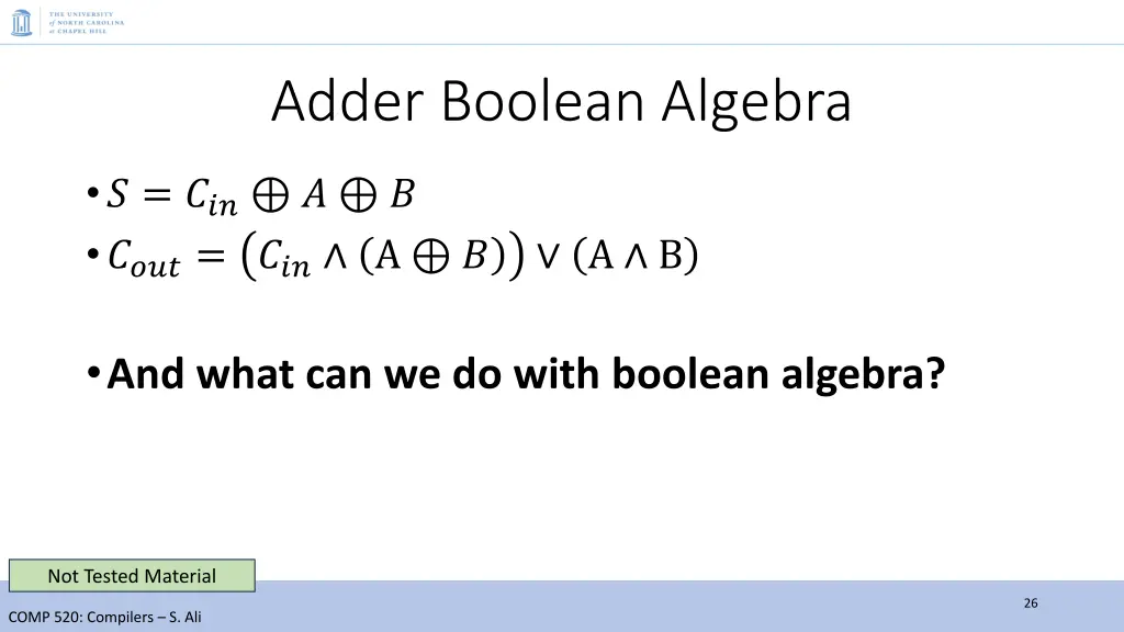 adder boolean algebra