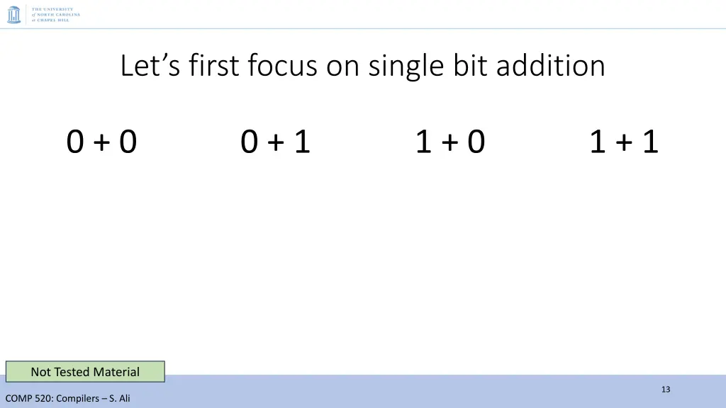 let s first focus on single bit addition